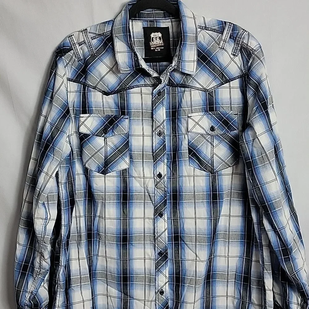 🖤5/$20🖤 ROUTE 66.. plaid button down shirt..